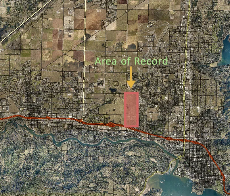 Map of the Coeur Terre area of record