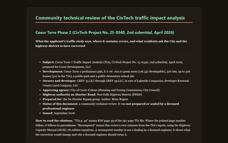 Preview of the top of Community Technical Review (full report)